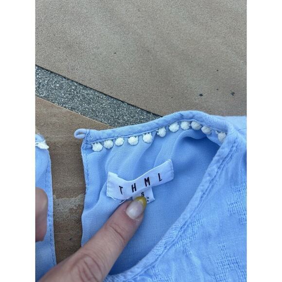THML Light Blue Flutter Sleeves Dress, Sz Small LS - Picture 2 of 3
